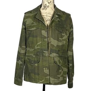 Abercrombie&Fitch military style green camo 100% cotton jacket